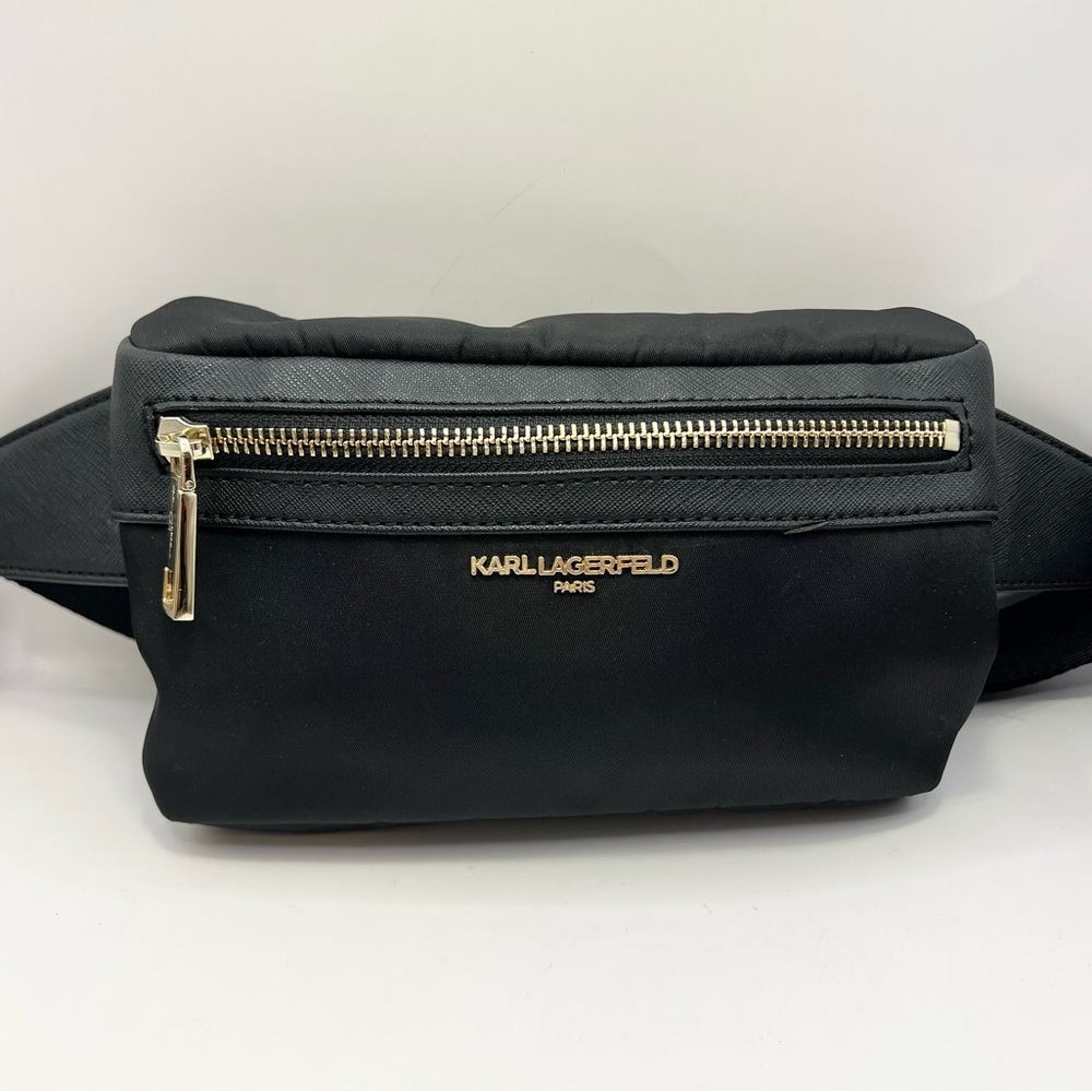 Karl Lagerfeld Black and Gold Belt Bag